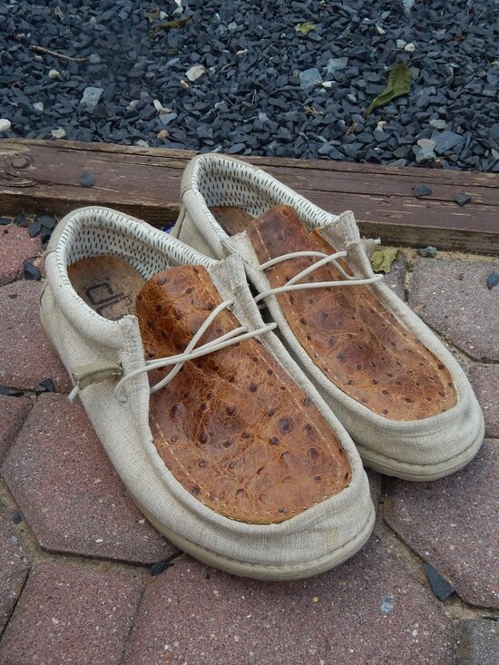Hey Dude Mens Size 9 Wally Chambray Faux Reptile Skin Upper COOL